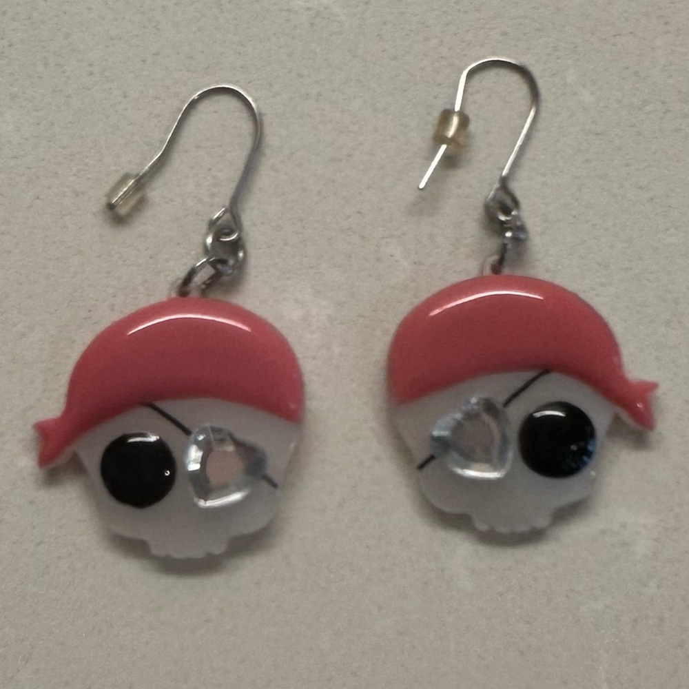 Y2K Acrylic Sugar Skull Pink Pirate Earrings